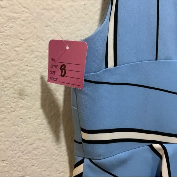 laltramoda dress blue stripe size 42 ruffle Italy - Picture 9 of 12